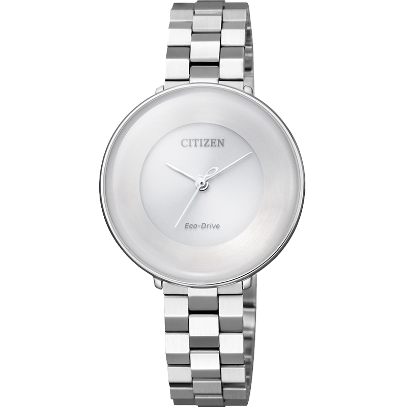 西铁城(CITIZEN)光动能不锈钢表带球面表镜简约时尚休闲女表 银色球面表镜休闲女表EM0600-87A