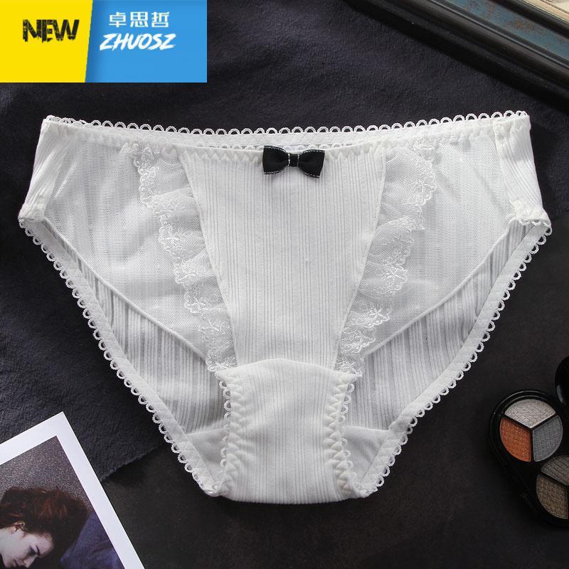 白色内裤女日系少女蕾丝性感棉裆中腰可爱女生三角内裤头 卓思哲