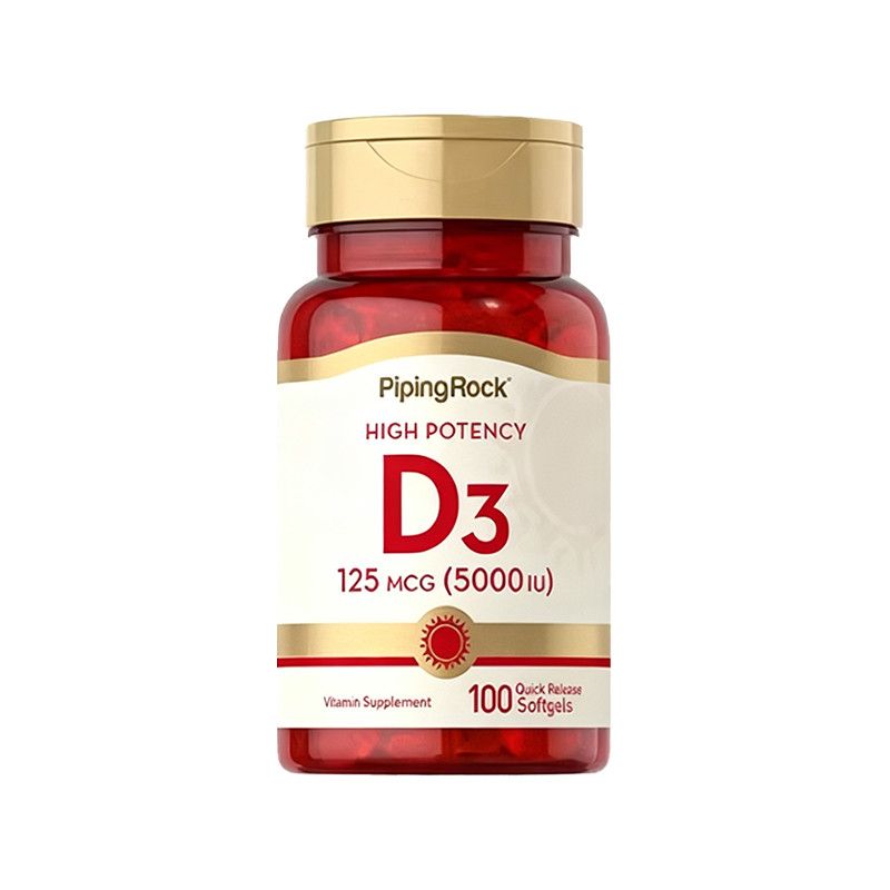保税发-PipingRock朴诺高效力维生素D3胶囊5000IU100粒 美国原装进口 促进钙吸收 膳食营养补充高清大图
