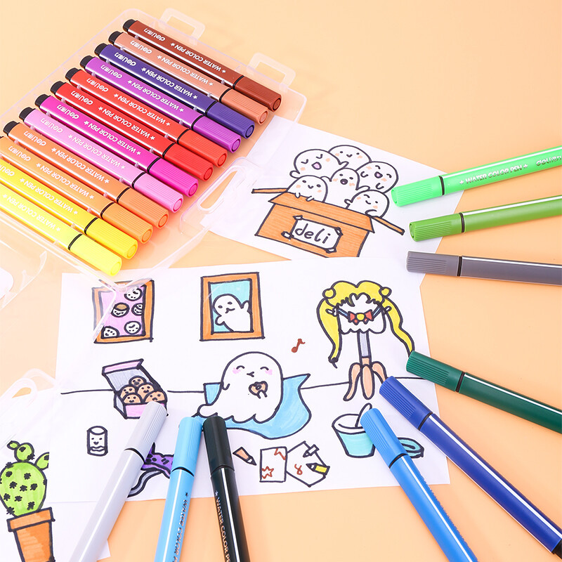 得力(deli) 70658粗三角杆水彩笔(混)(24支/盒)高清大图