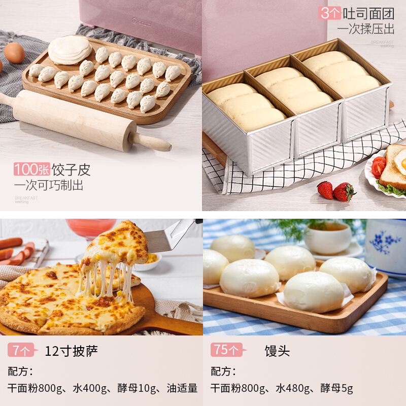 东菱Donlim烤面包机 和面团3斤 大功率 揉面机智能投撒果料DL-JD08