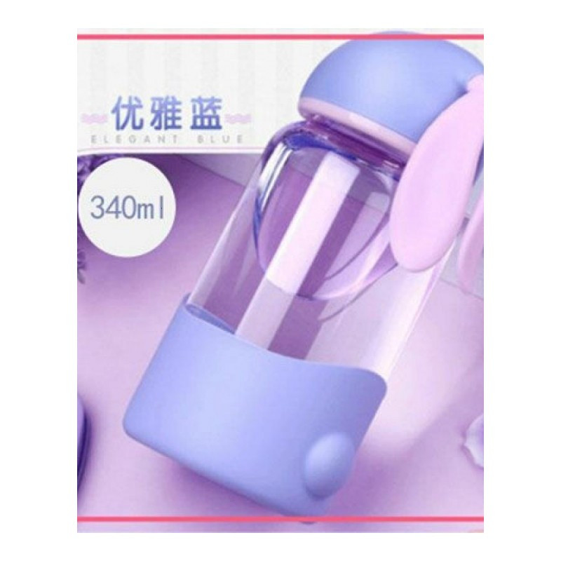 (破损包赔)水杯玻璃杯子女学生便携少女心韩版可爱兔子狐狸玻璃杯_0_1_9 默认尺寸 兔子蓝