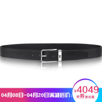 海外直邮LV路易威登男士腰带牛皮革35毫米宽经典荔枝纹黑色皮帶M6065S