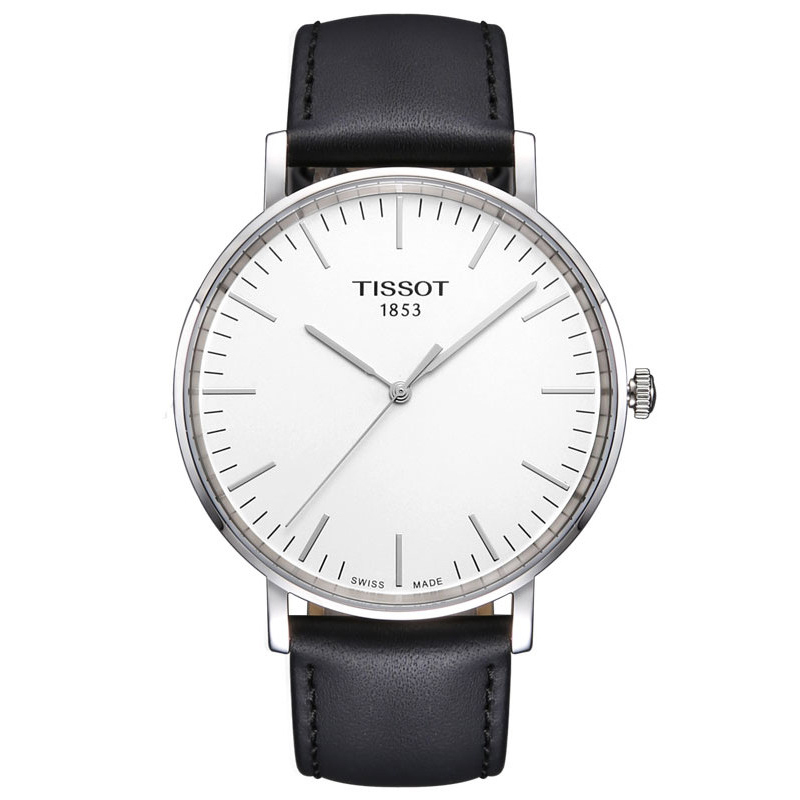 天梭(TISSOT)手表 石英表 男女 新款魅时简约时尚潮流超薄腕表 商务风男士手表 真皮革男装防水石英表 天梭正品