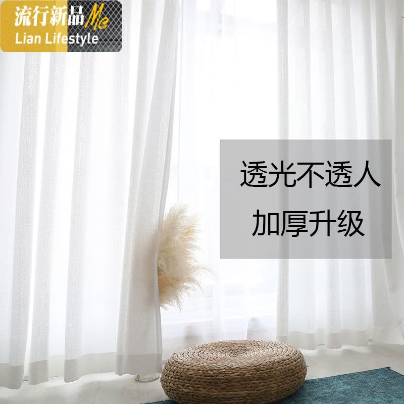 透光不透人窗纱简约现代加厚白色沙客厅隔断阳台遮光窗帘纱白纱帘 三维工匠图片