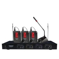 Takstar/得胜TC-4R 一拖四无线会议话筒 会议系统舞台卡拉OK主持演出麦克风(1台主机+3领夹+1会议话筒)