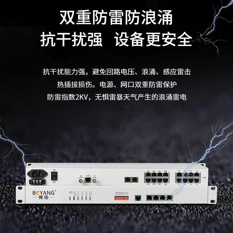 博扬(BOYANG) PCM复用设备1路E1转8路电话+4路磁石+1路以太网 机架式一对 BY-PCM-8P4H1E