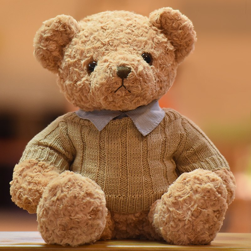 泰迪熊抱抱熊毛绒玩具小熊公仔布娃娃大号毛衣熊抱枕送女生日卡其色