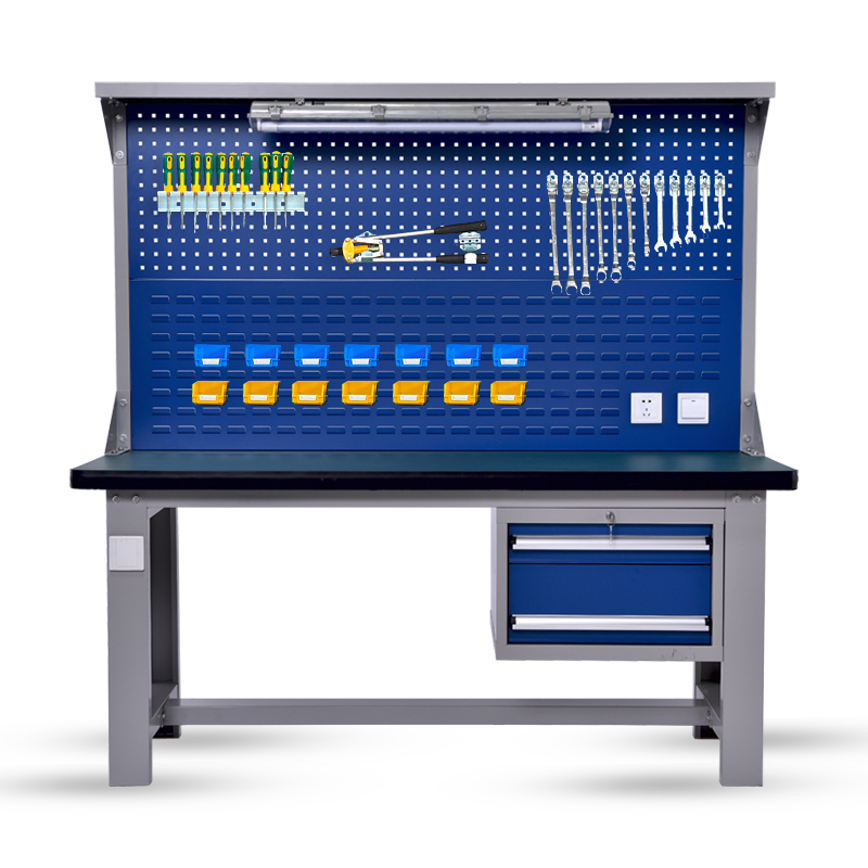 鑫虎威 重型钳工工作台工厂车间实验室试验台1.8米吊二抽双挂板高清大图