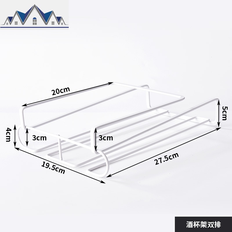 创意倒挂高脚杯架橱柜挂杯架铁艺酒杯架免钉悬挂式葡萄_236 白色双排买二送一