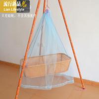 摇篮吊篮儿童床圆方顶/摇篮吊篮专用宝宝婴儿加密蚊帐儿童蚊帐三维工匠_74 默认尺寸 吊篮蓝色网纱蚊帐