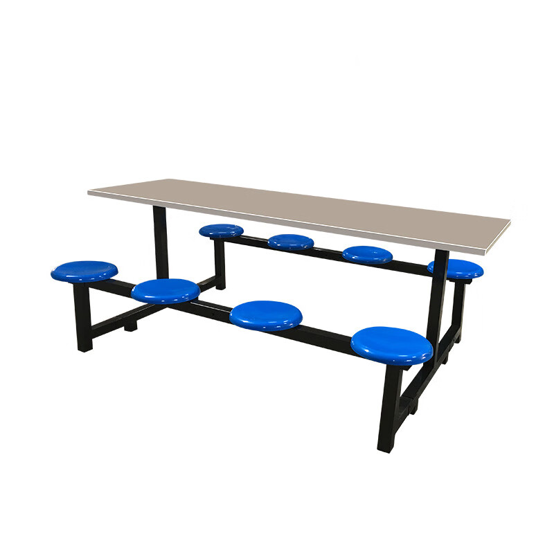 域赢可折叠食堂餐桌椅学校公司饭堂桌子公用连体桌椅八人位不锈钢桌面
