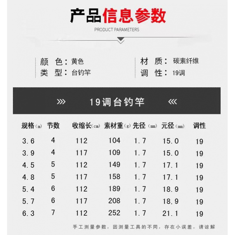 19调6h鱼竿超轻超硬5.4 6.3 7.2米黑坑黑棍十大鱼竿台钓竿