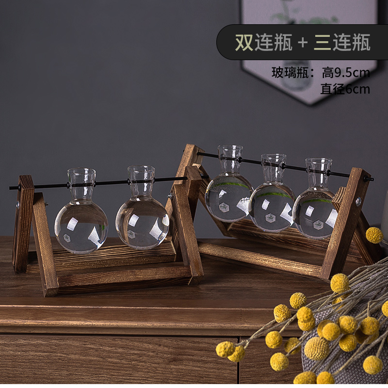 小众花瓶 碳烤木双连瓶+三连瓶高清大图