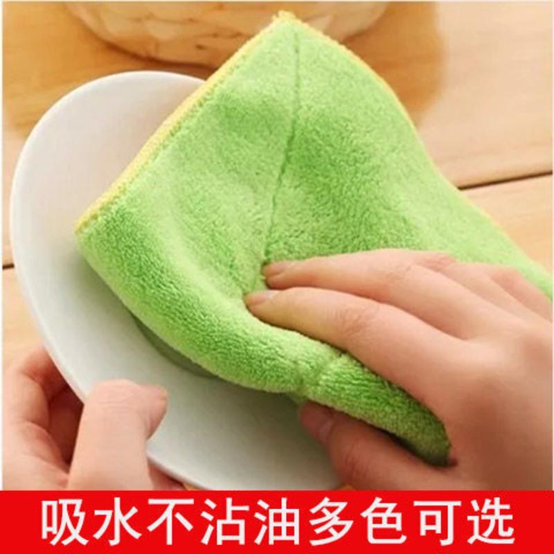 [特价]加厚洗碗布不沾油厨房微纤维吸水不掉毛清洁擦桌家务抹布 1条装 17*28cm(颜色随机)