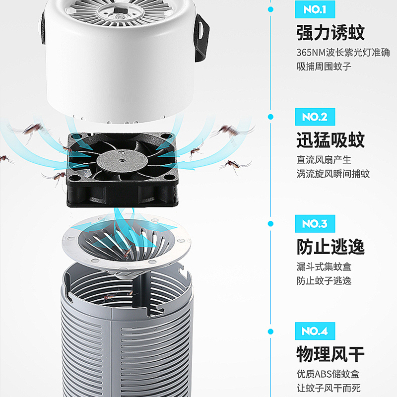 苏宁宜品*松桥同款灭蚊灯灭蚊神器USB家用无味智能驱蚊器吸蚊子神器强吸式灭蚊灯器户外捕蚊婴儿童电蚊器室内/经典小款