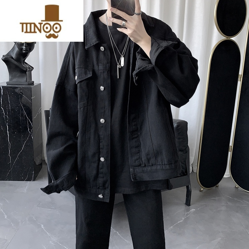 yanxu牛仔外套男潮ins2022新款休闲棒球服潮牌宽松大码夹克上衣