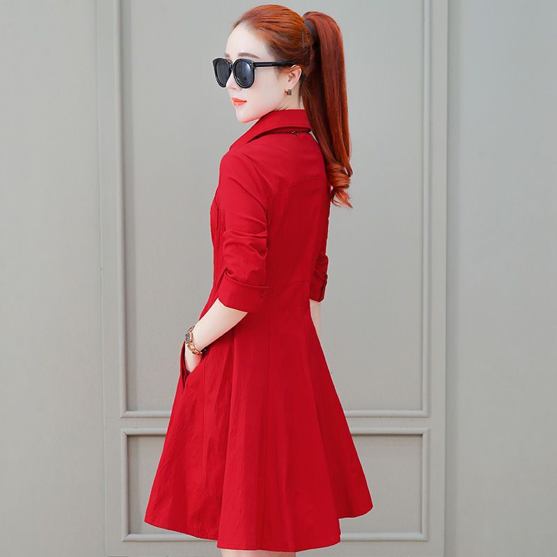 中长款连衣裙女装2020年早春秋季新款复古时尚舒适气质经典领子小个子