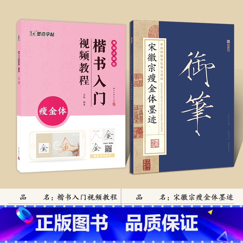 【2册】教程+原色放大 【正版】瘦金体字帖套装成人练字帖漂亮字体大学生硬笔书法字帖宋徽宗瘦金体字帖楷书临摹练习初学者毛笔