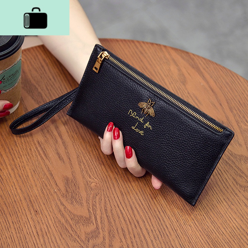韩版长款女士钱多功能皮夹头层牛皮简约拉链手拿包钱夹超薄NEW LAKE高清大图