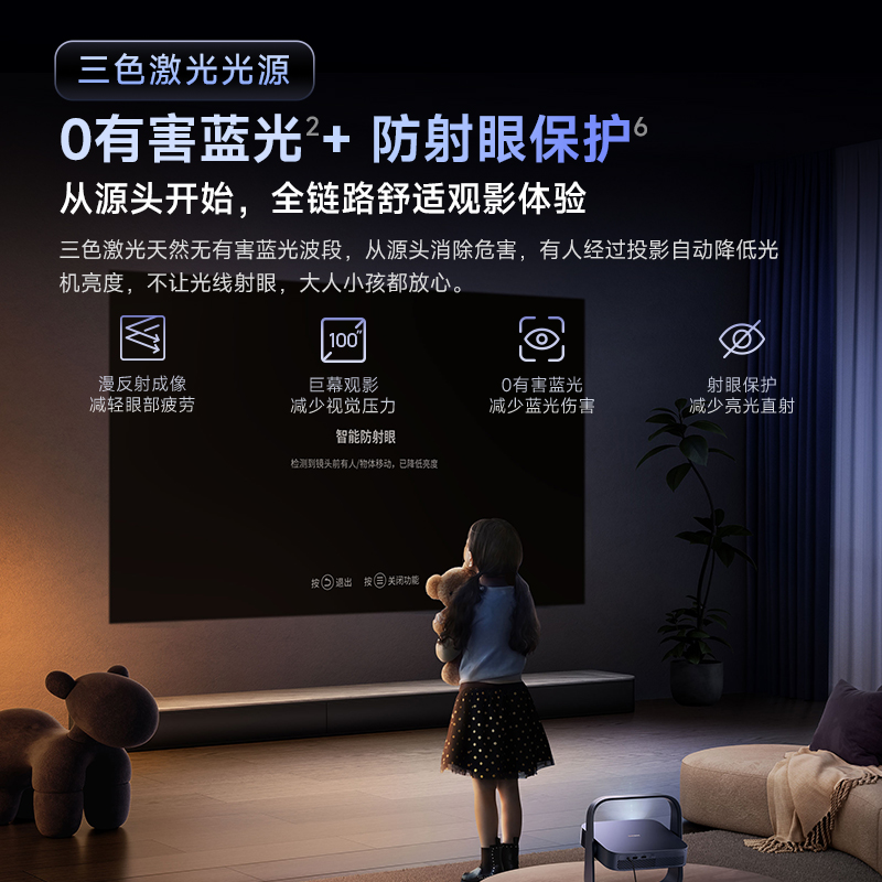 极米Z6X Pro 三色激光高亮版 投影仪家用 轻薄投影机高清 一体式云台 2年质保高清大图