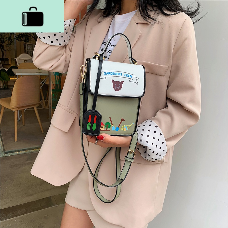 ins斜挎包包女2020春天新款迷你撞色小方包ins时尚百搭单肩手机包NEW LAKE女斜挎包