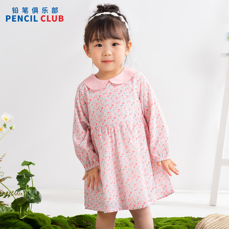 [1件3.5折]铅笔俱乐部2025春装新款女小童连衣裙儿童长袖裙宝宝甜美印花裙子
