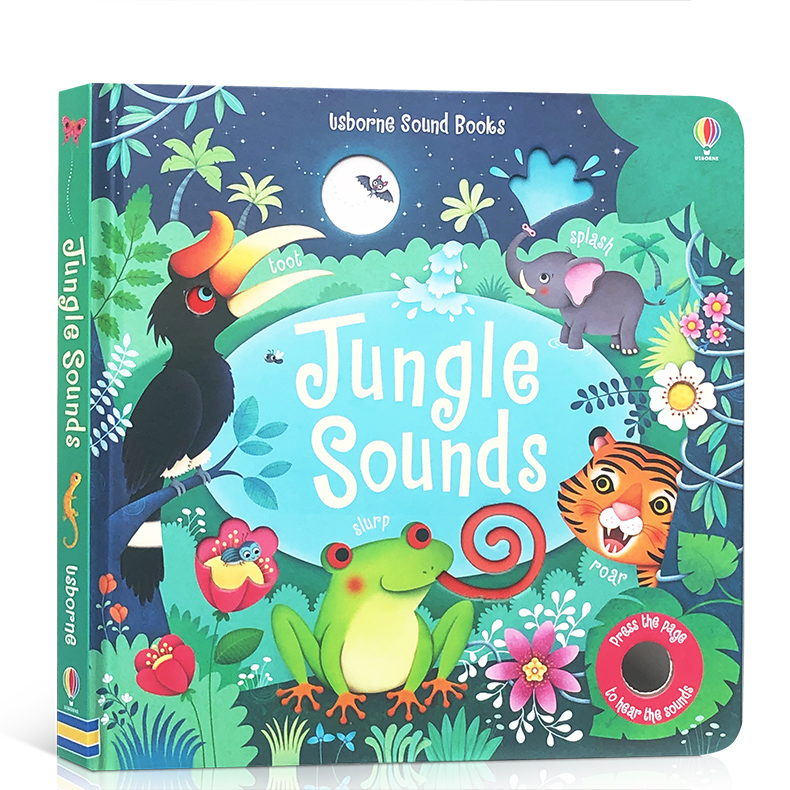 [正版]Usborne 尤斯伯恩图书Jungle Sounds 丛林里边谁在叫 低幼启蒙奇妙触摸音乐发声书 聆听丛林里的高清大图