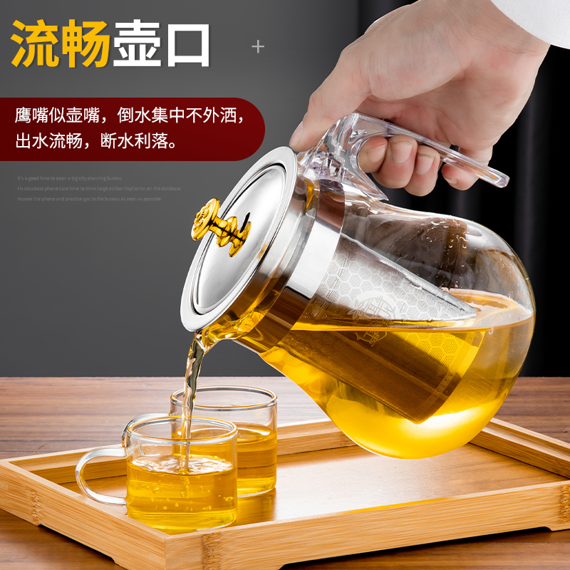 高硼硅玻璃茶壶304不锈钢家用泡茶壶单壶耐高温茶具套装明火加茶高清大图