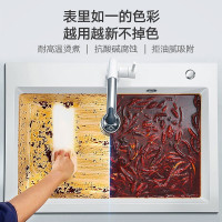悍高厨房石英石水槽黑色大单槽洗菜池洗碗盆台上台下盆沥水篮套餐