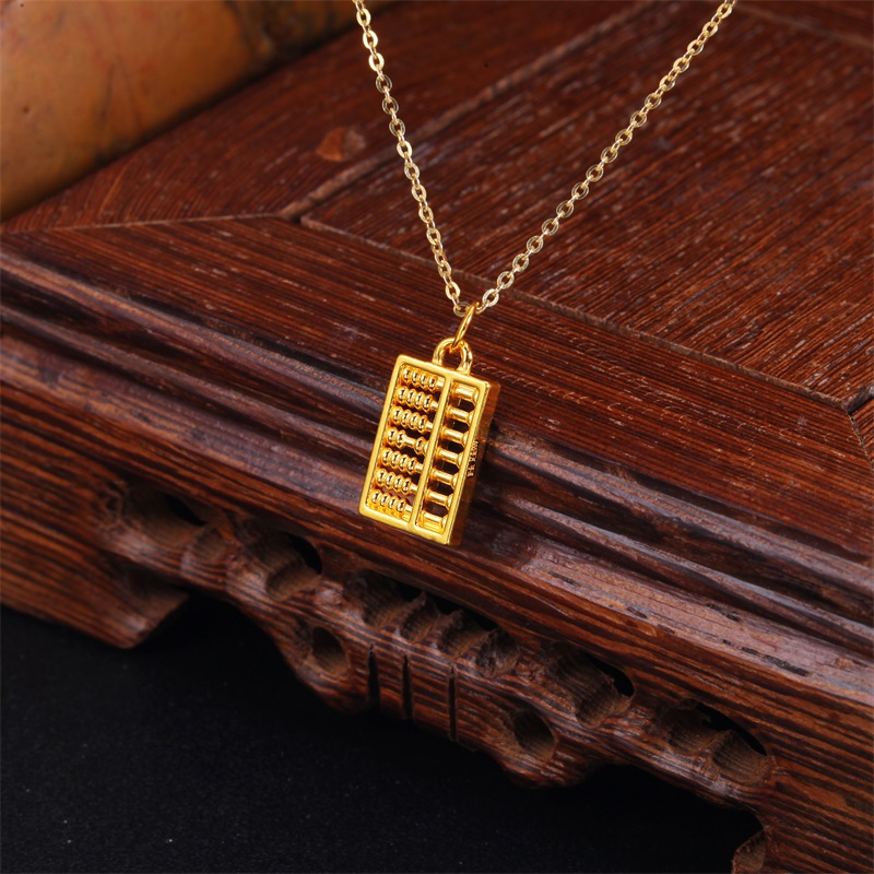 新金珠宝足金999挂坠硬金如意小算盘吊坠黄金首饰项链1042