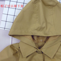 史努比(SNOOPY)童装女童3-12岁风衣外套春秋新款洋气韩版中长款八分袖氨棉秋季上衣女宝卡其色秋装90-140cm