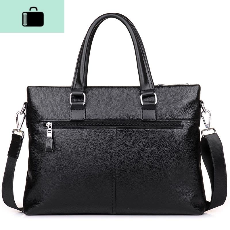 头层牛皮手提男包休闲商务公文包电脑包A4文件皮包单肩包NEW LAKE男士单肩包图片