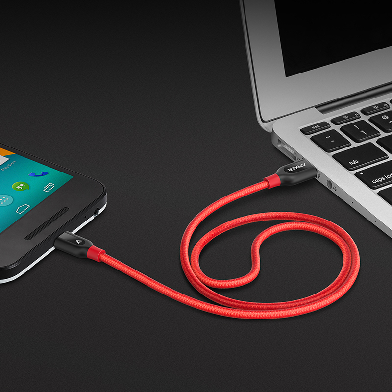 Anker PowerLine+ 0.9米 Micro USB 数据线 红色