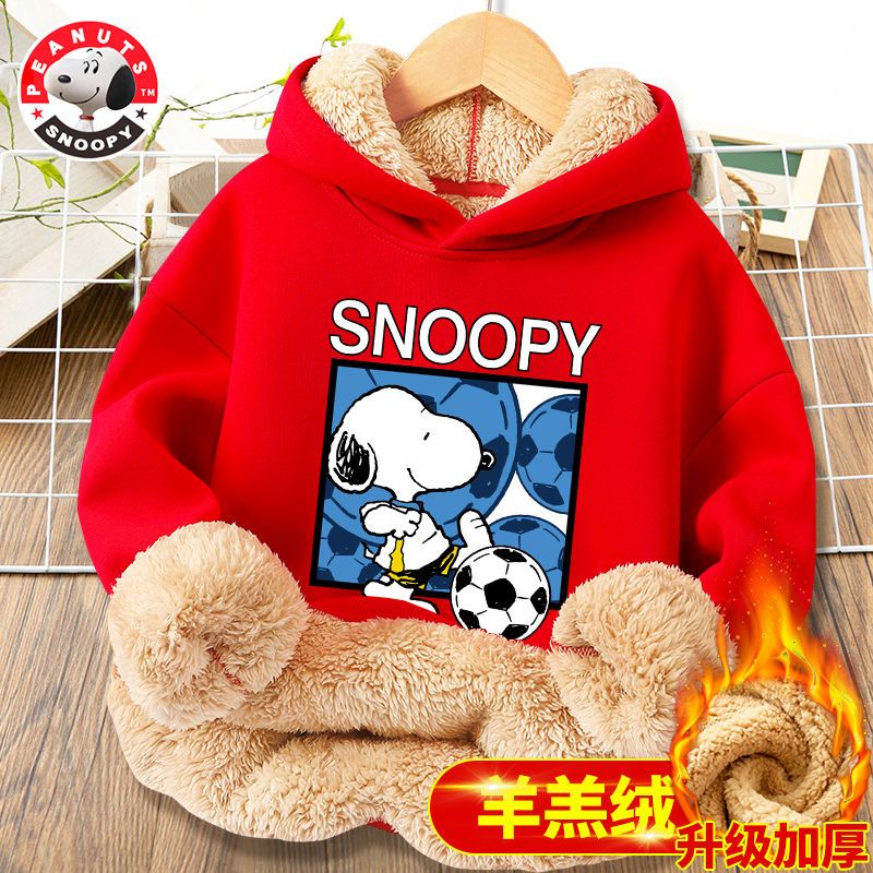 童装儿童卫衣加绒保暖冬季男女中大童羊羔绒连帽休闲针织上衣LJX高清大图