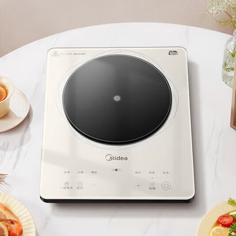 美的(Midea)电磁炉多档调节家用火锅炉一体玻璃面板铂钻系列新款超薄防水智能 MC-E22B22 GM高清大图