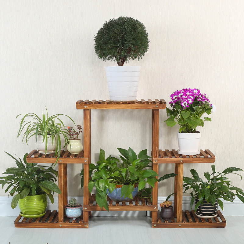 工匠时光花架实木多层落地花架子木制花架实木盆景架阳台客厅室内花架