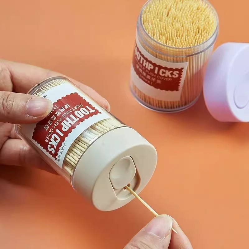 [补贴10%]牙签盒500支根装双头一次性尖细牙签吃水果家用批发竹牙签食品级 优质滑盖牙签[1瓶装]500支/瓶高清大图