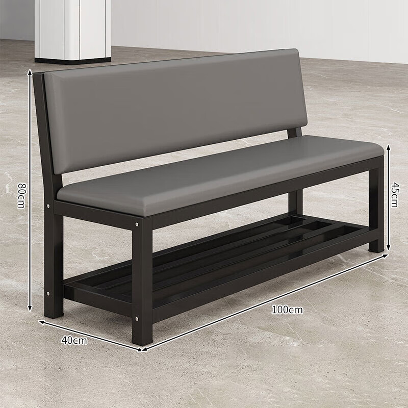 晋舰长条凳软包沙发换鞋凳等候靠背休息区长条椅子100*45*80cm双层高清大图