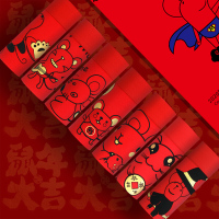 波迷娜(BOMINA)本命年内裤男红色内裤男平角裤四角裤棉质鼠年大红男内裤卡通裤头