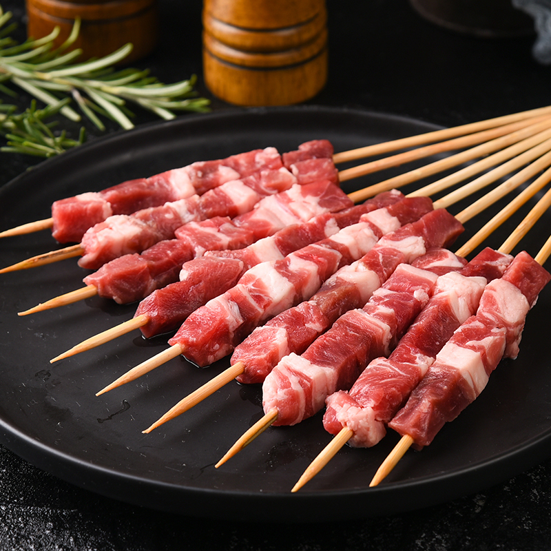 西鲜记 盐池滩羊 羔羊肉串500g/袋 内赠烧烤干撒料 精选180天乳嫩羔羊 烧烤食材