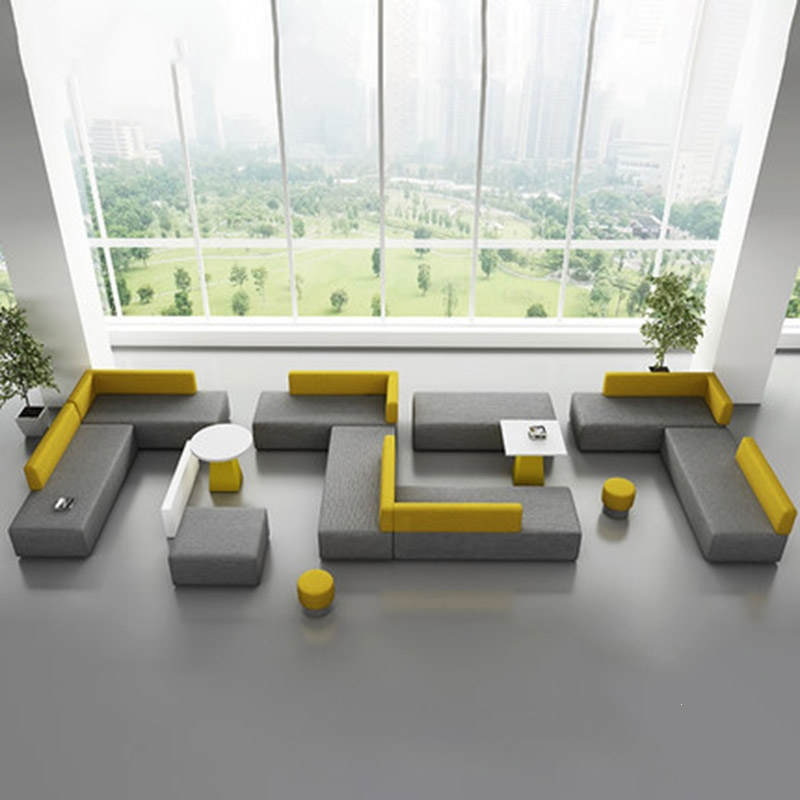 符象定制休息区沙发创意组合学校银行接待室家长等候布艺休闲办公视频