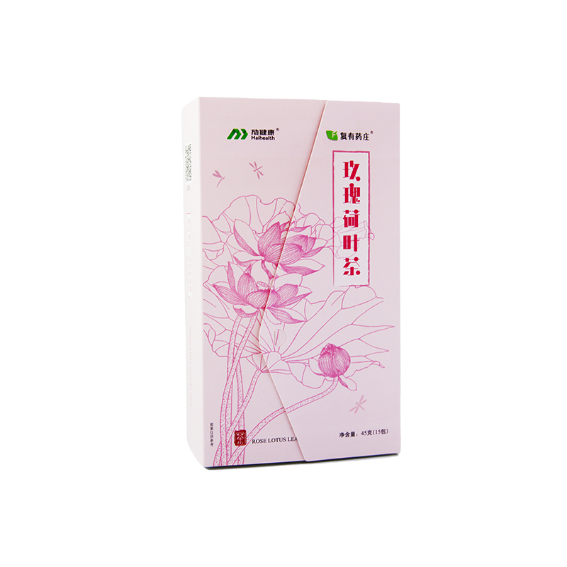 知一堂 玫瑰荷叶茶(代用茶)刮油去脂排宿瘦肚子满口留香重瓣红玫瑰、荷叶茶 组合花草茶包1盒45g(0.30g*15包)