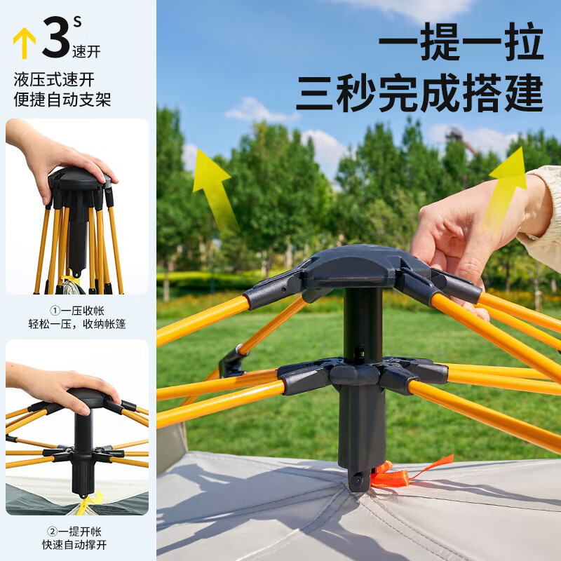 尚烤佳 LS-680 帐篷 户外公园露营双层防晒防雨帐篷 免搭速开全自动帐篷(风语)高清大图