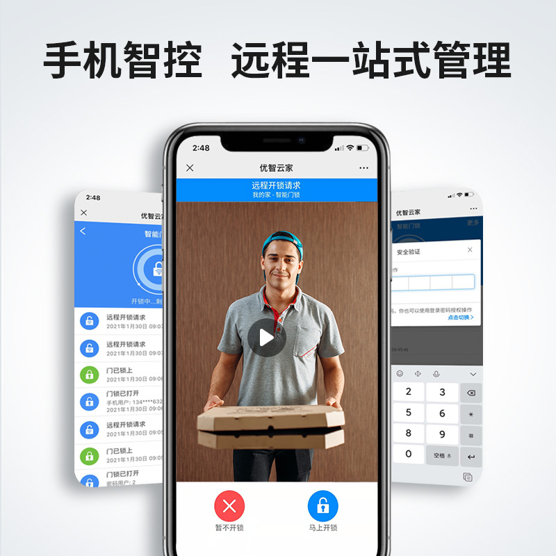 优点智能 全自动可视智能门锁指纹锁 可视猫眼对讲 远程开锁 家用防盗门锁-A8猫眼视频锁