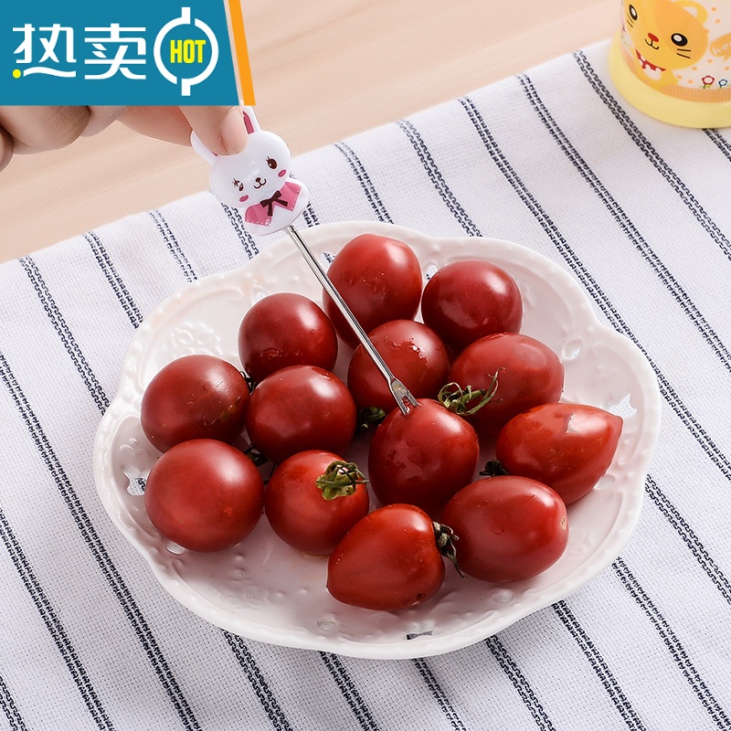 敬平卡通水果叉子套装创意蛋糕叉便携不锈钢餐具可爱家用点心儿童叉牙签高清大图