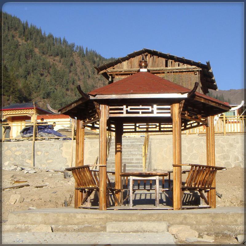 森美人米加大木制六角防腐木凉亭户外实木亭子花园亭景观亭碳化木凉亭 3米六角亭+彩瓦