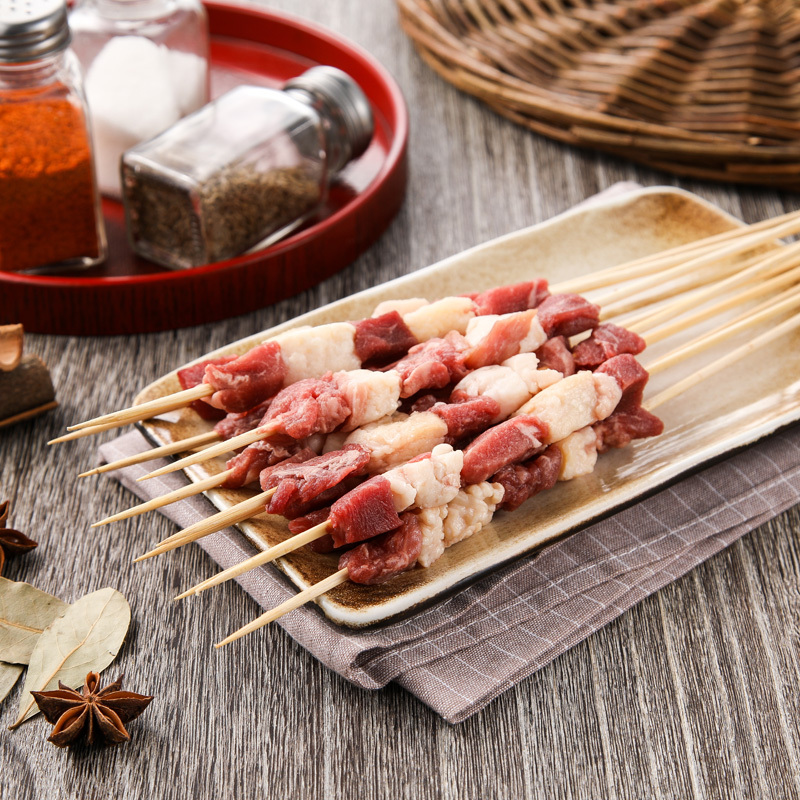 悠司坊 乌拉圭精品牛肉串10串(约200g)户外烧烤食材
