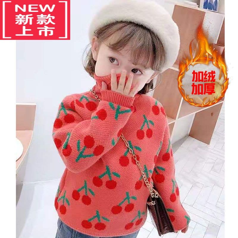 可莉允女童高领加厚打底毛衣2022新款套头儿童女宝宝秋冬季厚加绒针织衫图片