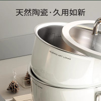 中科德马克(DUMIK)无涂层316不锈钢陶瓷热奶锅宝宝小奶锅汤锅煮面锅 16cm
